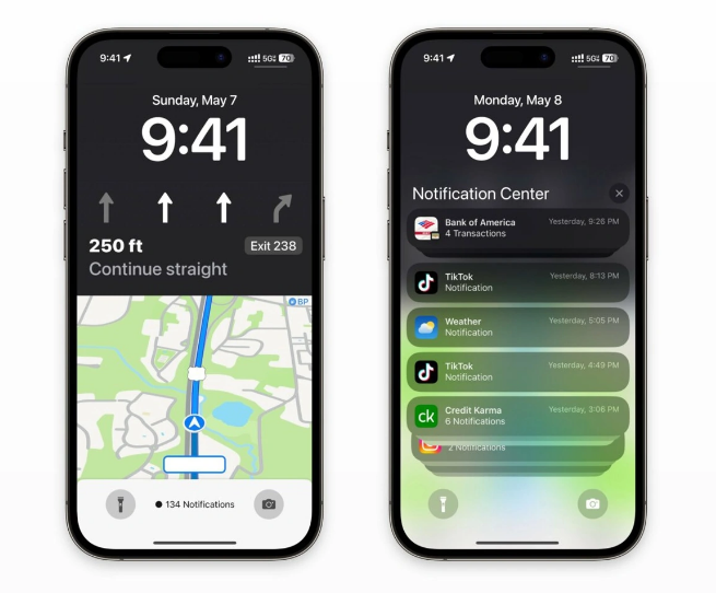 城区苹果维修服务分享iOS17锁屏地图导航半屏显示长什么样 